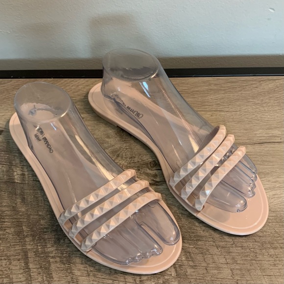 ALEXANDRIA BRANDAO Beige JELLY 3 Strap SANDALS  9 - Picture 2 of 4